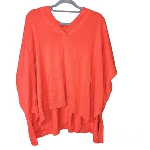 Crown & Ivy‎ V Neck Wool Blend Poncho Sweater Orange One Size